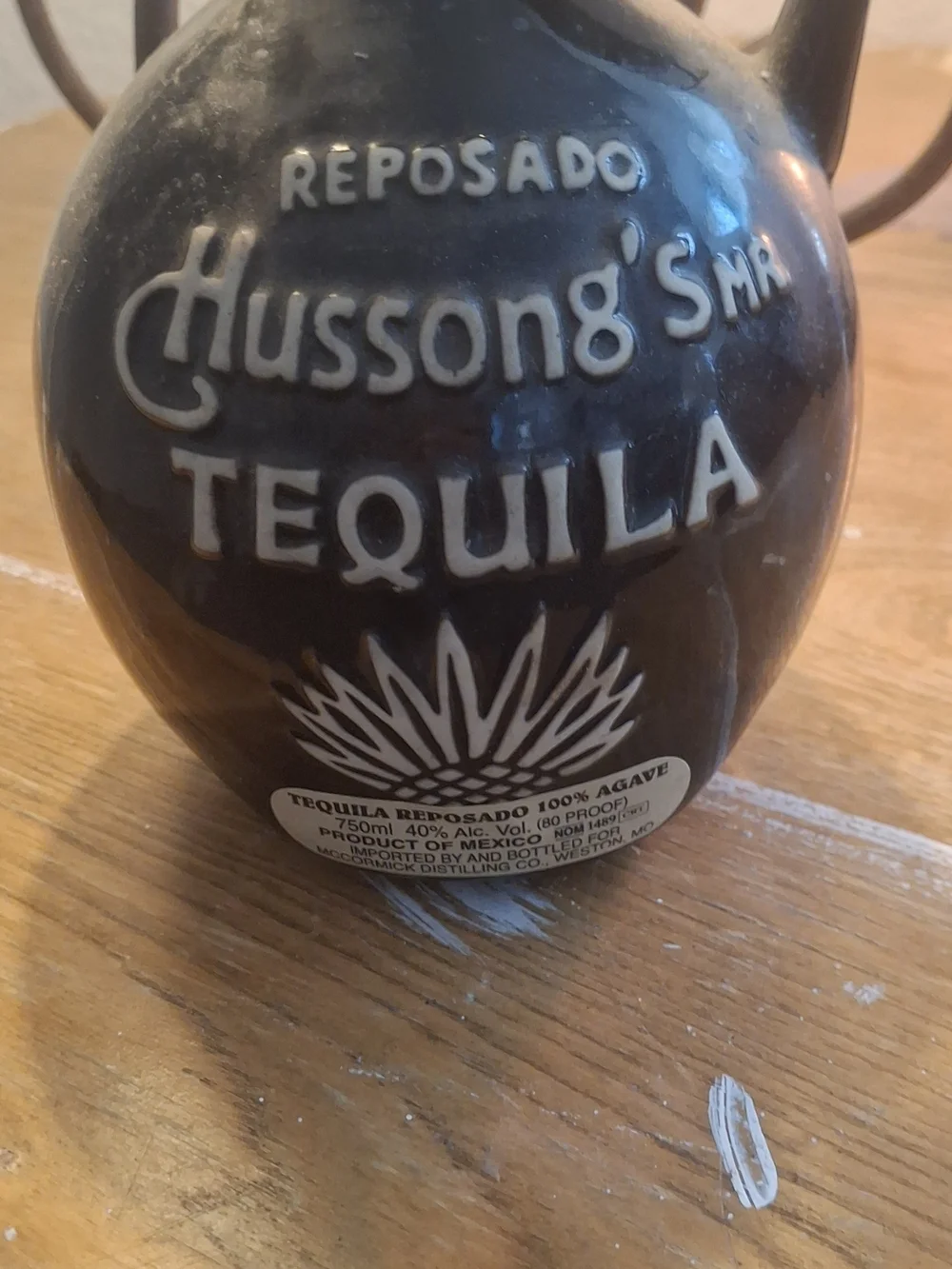 Vintage Reposado Tequila Ceramic Decanter - Black
